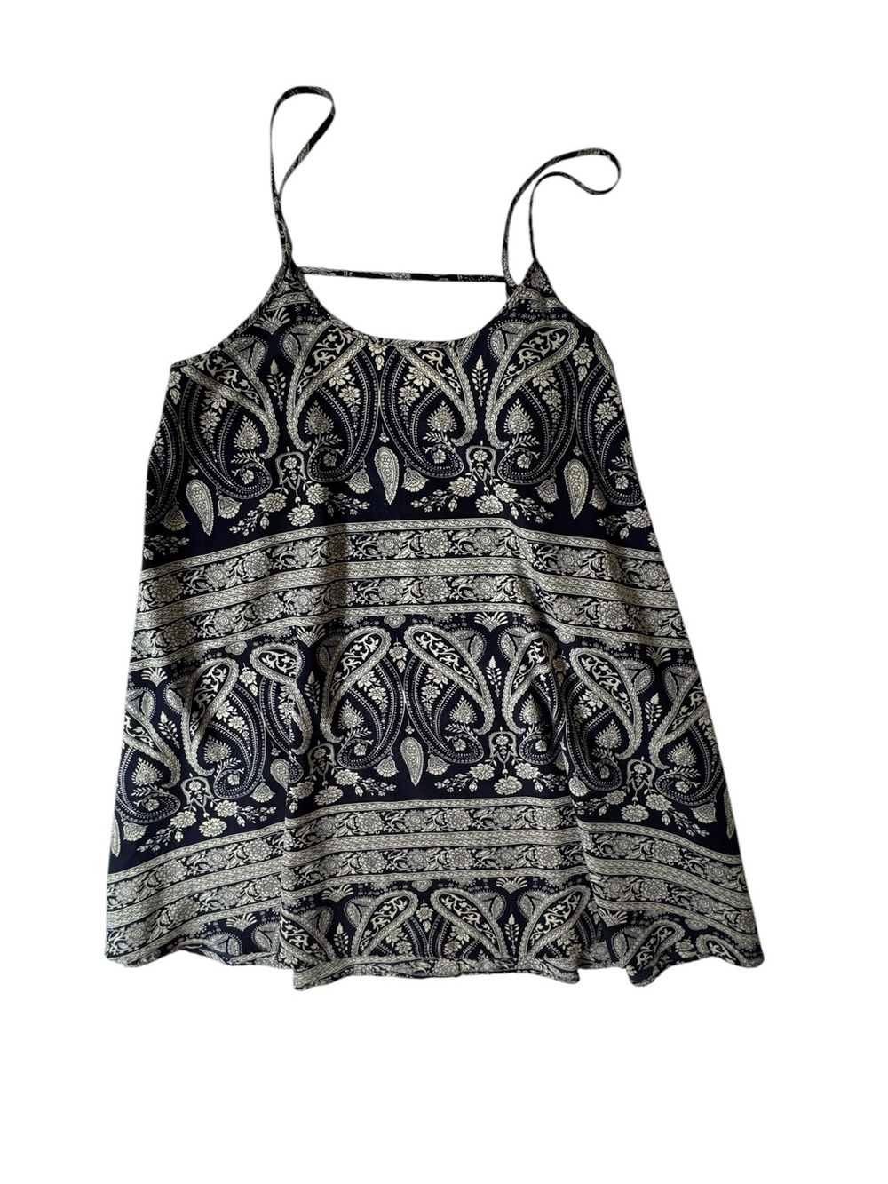 Free People Intimately Spring It On Slip Dress Blue Cream Paisley Spaghetti Sz M - Picture 4 of 7
